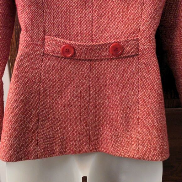 Mudd Red + White Hooded Double Breasted Wool Blend Peacoat - Picture 5 of 15